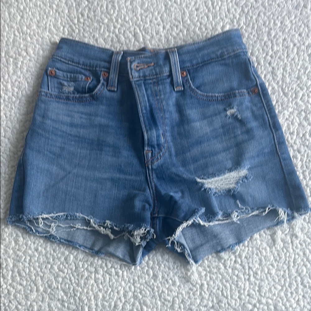 Levi's Blue Distressed Jean Shorts